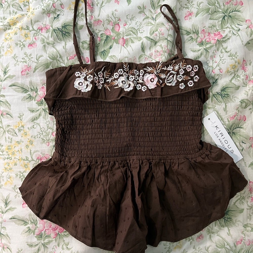 Babydoll Flower Embroidery Top